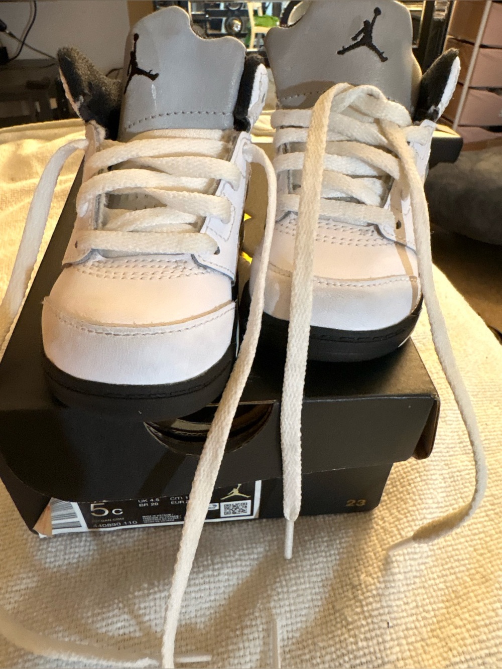 Jordan Kids White and Black High-Top Sneakers